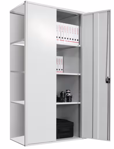 Andere weergave van het artikel Vleugeldeurkast, aanbouwplank 2000 x 1000 x 600 mm, RAL 7035 lichtgrijs/gegalvaniseerd, 5 MULTIplus150 planken uit de categorie aanbouwplanken
