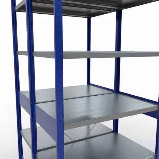 Figuur nr. 15 van het artikel basisplank, dubbele plank, stellingsysteem MULTIplus250, 2500 x 1000 x (2x600) mm, 2x6 planken, kruisschoor, RAL 5010 gentiaanblauw uit de productgroep stellingrekken van Schulte Lagertechnik