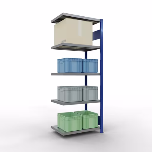 Afbeelding nr. 8 van het artikel aanbouwrekken, legbordstellingen, insteeksysteem MULTIplus250, 2000 x 750 x 500 mm, 5 legborden, RAL 5010 gentiaanblauw/verzinkt/verzinkt uit de productgroep insteeksysteem van het merk Schulte Lagertechnik.