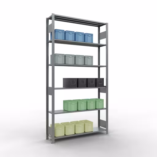 Andere weergave van het artikel basisplank, legplank, insteeksysteem MULTIplus150, 2500 x 1300 x 300 mm, 6 legborden, verzinkt uit de categorie basisplanken