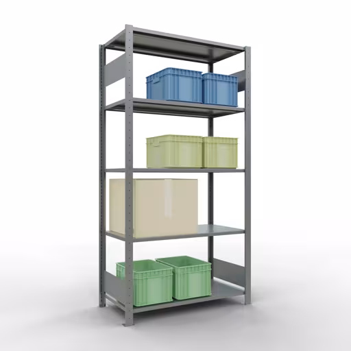 Basisplank, legbord, insteeksysteem MULTIplus150, 2000 x 1000 x 500 mm, 5 legborden, lengtestangen, verzinkt van Schulte Lagertechnik uit het assortiment insteeksysteem