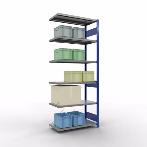 Afbeelding nr. 15 van het artikel aanbouwrekken, legbordstellingen, insteeksysteem MULTIplus330, 2500 x 1000 x 500 mm, 6 legborden, kruisschoor, RAL 5010 gentiaanblauw/verzinkt uit de productgroep insteeksysteem van Schulte Lagertechnik.