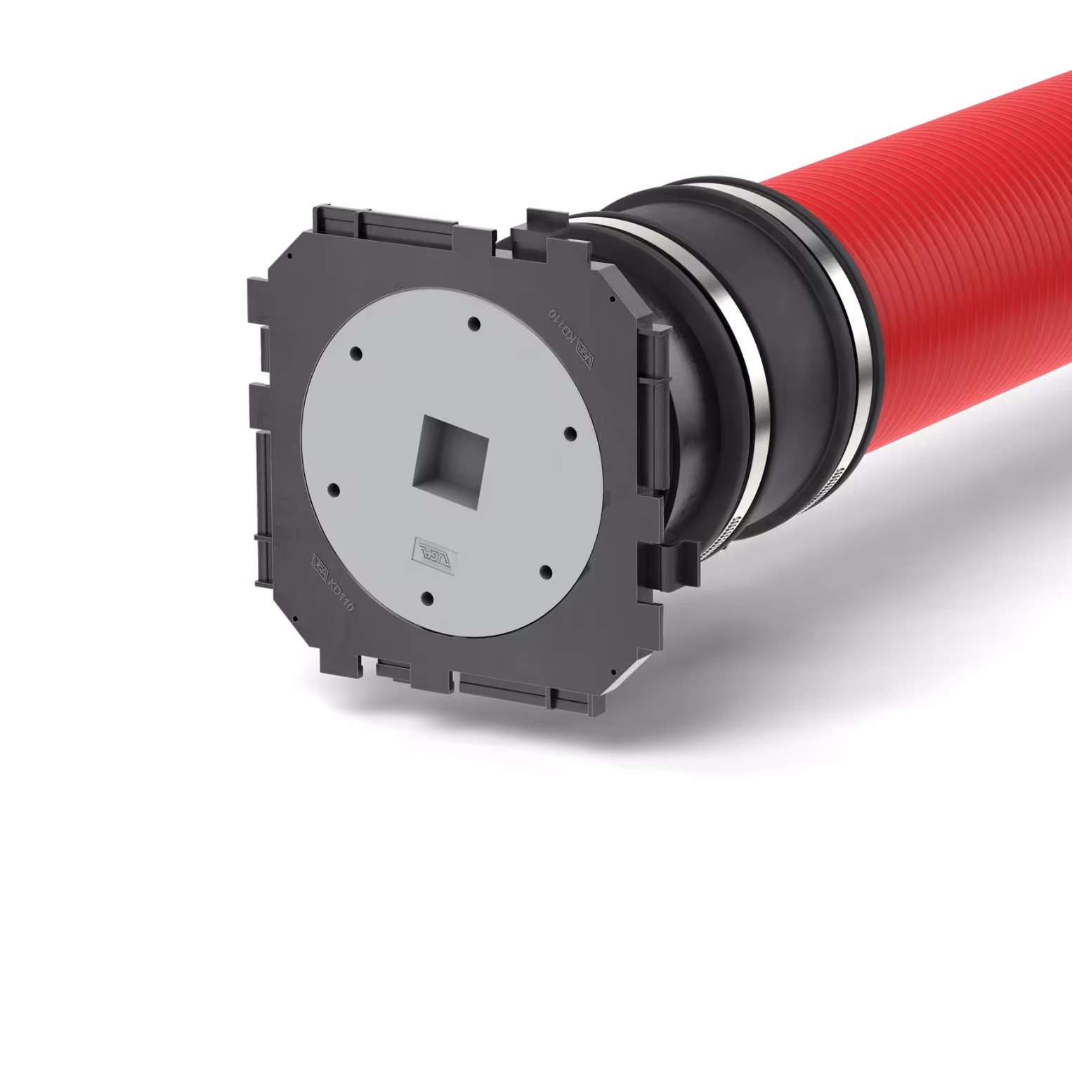 Dubbelzijdig kabelbeschermingssysteem KSS110 4000 mm lengte, pagina 1: KD110-D-MA, pagina 2: KD110-D-MA uit de categorie kabelbescherming met GTIN 4251582436510 Kabelbeschermingssysteem KSS110 met UGA-aansluiting aan beide zijden van het merk UGA System-Technik uit de categorie kabelbescherming