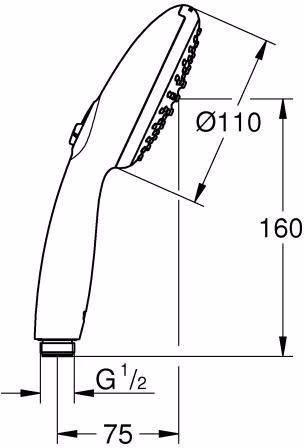Technische Zeichnung 4019009 GROHE Tempesta 110 handdouche 27597_3 2 straalsoorten 13,5 l/min chroom