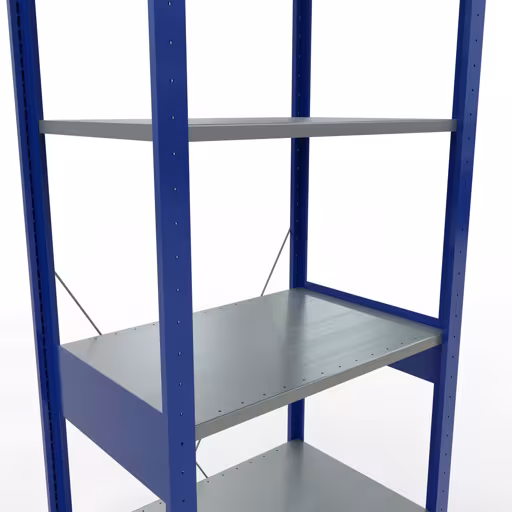 Basisplank, legbord, insteeksysteem MULTIplus150, 2500 x 750 x 500 mm, 6 legborden, kruisschoor, RAL 5010 gentiaanblauw/verzinkt/verzinkt van het merk Schulte Lagertechnik uit het assortiment insteeksysteem