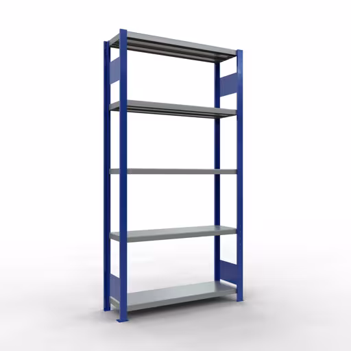 Basisplank, legbord, insteeksysteem MULTIplus330, 2000 x 1000 x 300 mm (HxBxD), 5 legborden, lengtestangen, RAL 5010 gentiaanblauw/gegalvaniseerd van Schulte Lagertechnik Basisplank, legplank, insteeksysteem MULTIplus330, 2000 x 1000 x 300 mm (HxBxD), 5 legborden, lengtestang, RAL 5010 gentiaanblauw/verzinkt, basisplank, art.nr. 13930-LR-B