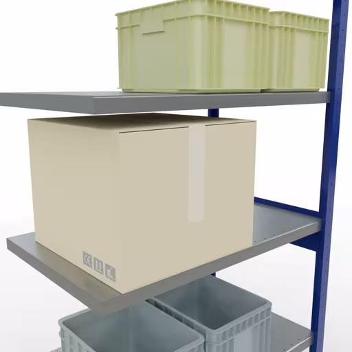 Aanbouwrekken, rekken, insteeksysteem MULTIplus250, 2500 x 1000 x 600 mm (HxBxD), 6 legborden, lengtestangen, RAL 5010 gentiaanblauw/verzinkt uit de categorie aanbouwrekken met GTIN 4004514283870 Aanbouwrekken, rekken, insteeksysteem MULTIplus250, 2500 x 1000 x 600 mm, 6 legborden, lengtestangen, RAL 5010 gentiaanblauw/verzinkt van Schulte Lagertechnik uit het assortiment insteeksysteem