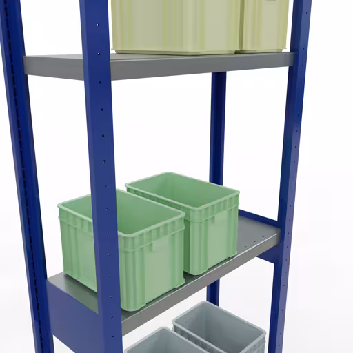 Productafbeelding nr. 15 van het artikel basisplank, legbord, insteeksysteem MULTIplus250, 3000 x 750 x 300 mm (HxBxD), 7 legborden, lengtebalk, RAL 5010 gentiaanblauw/verzinkt/verzinkt Figuur nr. 15 van het artikel basisrek, legbord, insteeksysteem MULTIplus250, 3000 x 750 x 300 mm, 7 legborden, lengtestangen, RAL 5010 gentiaanblauw/verzinkt/verzinkt uit de insteeksysteem productgroep van Schulte Lagertechnik.