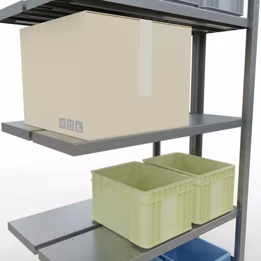 Aanbouwrekken, dubbele rekken, stellingrekken, insteeksysteem MULTIplus250, 2000 x 1000 x (2x300) mm, 2x5 planken, lengtestangen, verzinkt van Schulte Lagertechnik met artikelnr. 17935