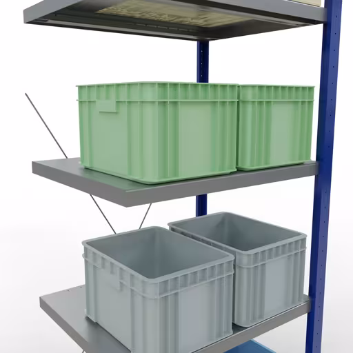 Aanbouwrekken, rekken, insteeksysteem MULTIplus250, 2000 x 750 x 600 mm (HxBxD), 5 legborden, kruisschoor, RAL 5010 gentiaanblauw/verzinkt/verzinkt uit de categorie aanbouwrekken met de GTIN 4004514283757 Aanbouwrekken, rekken, insteeksysteem MULTIplus250, 2000 x 750 x 600 mm, 5 legborden, kruisschoor, RAL 5010 gentiaanblauw/verzinkt/verzinkt van Schulte Lagertechnik uit het assortiment insteeksysteem