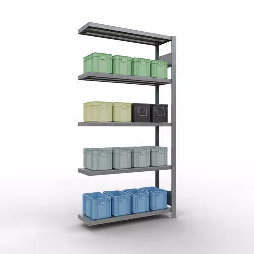 Afbeelding nr. 13 van het artikel aanbouwrekken, legbordstellingen, insteeksysteem MULTIplus330, 2000 x 1000 x 300 mm, 5 legborden, lengtestangen, verzinkt uit de productgroep insteeksysteem van Schulte Lagertechnik