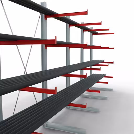 Afbeelding nr. 9 van het artikel K 6000 complete stelling, eenzijdig, 3000 x 7500 x 1000 mm, RAL 7001 / RAL 3000, 5 opslagniveaus uit de productgroep draagarmstellingen van het merk Schulte Lagertechnik