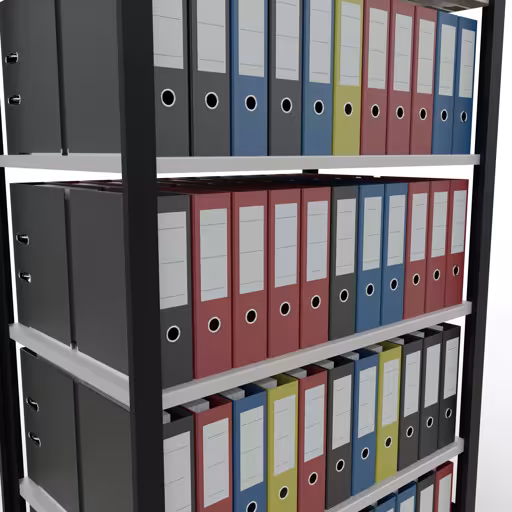Figuur nr. 13 van het artikel, kantoorrek, insteeksysteem MULTIplus150, 2000 x 1000 x 600 mm, 6 planken, zonder middenaanslag, zwart/lichtgrijs uit de productgroep kantoorrekken van Schulte Lagertechnik.