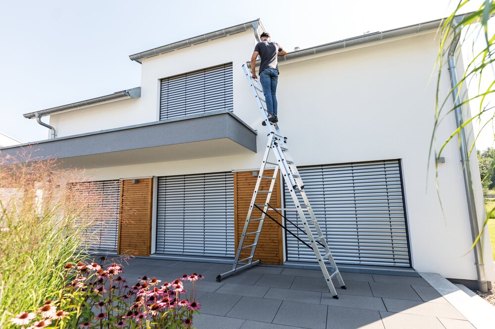 Munk 3-delige multifunctionele ladder met nivello® traverse 3x7 sporten
