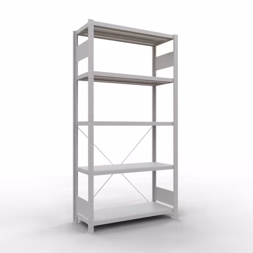 Basisplank, legplank, insteeksysteem MULTIplus250, 2000 x 1000 x 400 mm, 5 planken, kruisschoor, RAL 7035 lichtgrijs van Schulte Lagertechnik uit de categorie insteeksysteem