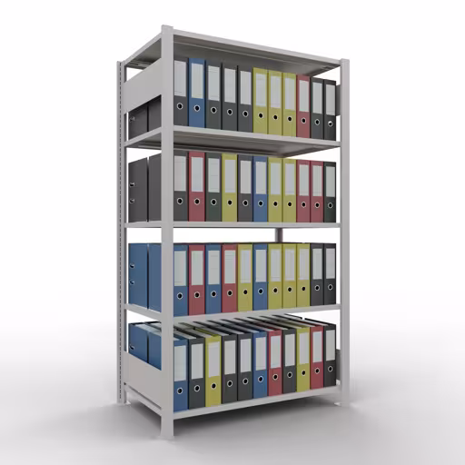 Productafbeelding nr. 12 van het artikel basisplank, kantoorplank, insteeksysteem MULTIplus150, 1800 x 1000 x 600 mm, 5 planken, lengtestangen, zonder middenaanslag, lichtgrijs Figuur nr. 12 van het artikel basisplank, kantoorplank, insteeksysteem MULTIplus150, 1800 x 1000 x 600 mm, 5 planken, zonder middenaanslag, lichtgrijs uit de productgroep kantoorplanken van het merk Schulte Lagertechnik.