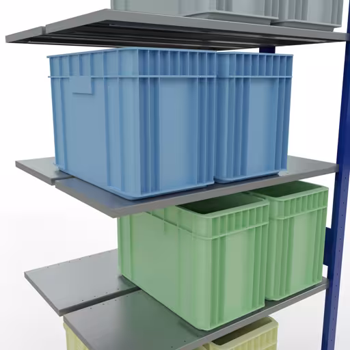 Aanbouwrekken, dubbele rekken, stellingsysteem MULTIplus150, 3000 x 1000 x (2x400) mm (HxBxD), 2x7 planken, lengtestangen, RAL 5010 gentiaanblauw met artikelnr. 33147-B Aanbouwrekken, dubbele rekken, rekkensysteem MULTIplus150, 3000 x 1000 x (2x400) mm, 2x7 planken, lengtestangen, RAL 5010 gentiaanblauw van Schulte Lagertechnik uit de categorie rekken