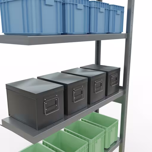 Extra afbeelding van het artikel Aanbouwplank, legplank MULTIplus330 insteeksysteem, 2500 x 1000 x 300 mm (HxBxD), 6 legborden, kruisschoor, verzinkt vanaf opzetplank