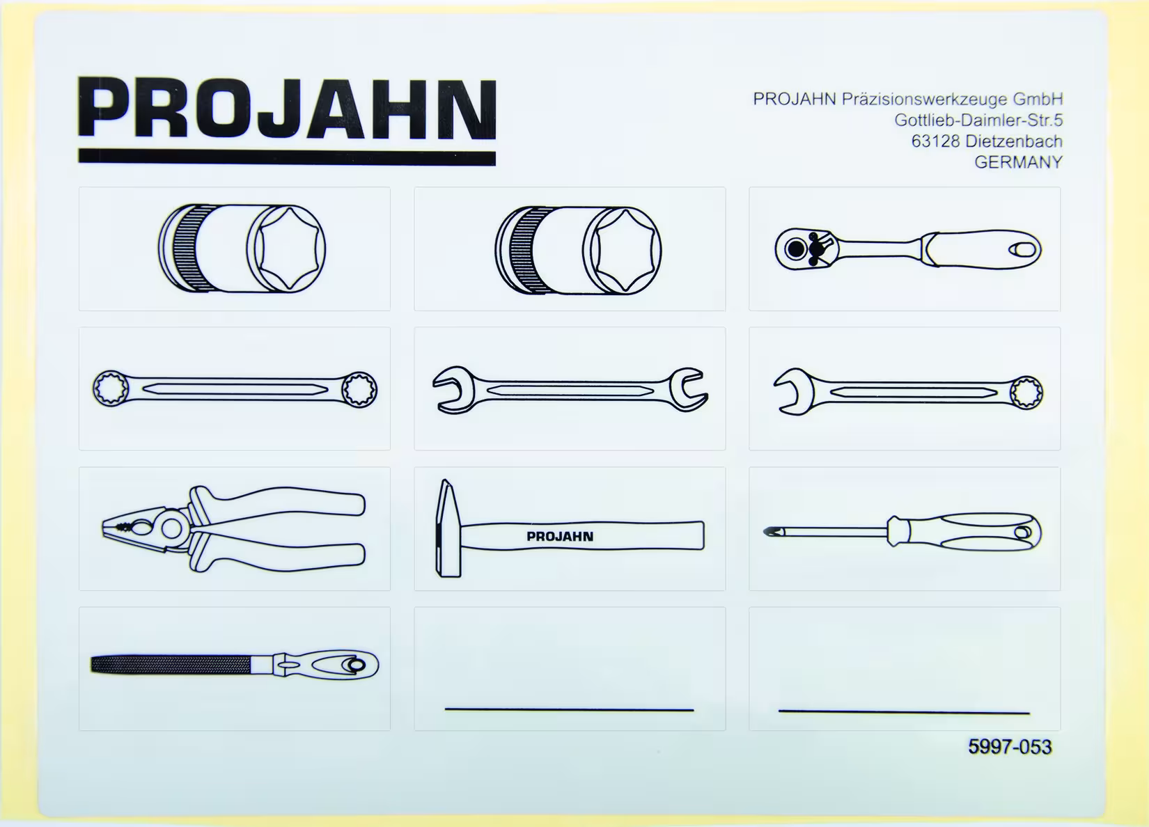 Gereedschapslabels voor het labelen van werkplaatswagens van het merk PROJAHN uit het assortiment werkplaatsinrichtingen