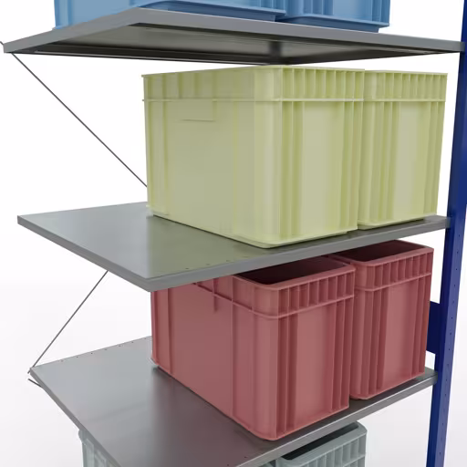Productafbeelding nr. 8 van het artikel aanbouwplank, legbord-insteeksysteem MULTIplus150, 3000 x 1000 x 800 mm, 7 legborden, RAL 5010/verzinkt uit het insteeksysteem-assortiment van Schulte Lagertechnik