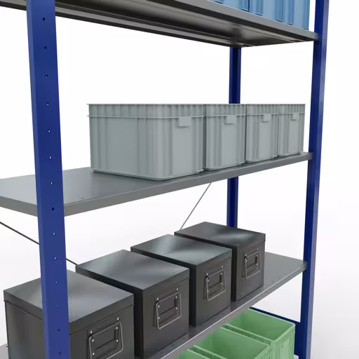Productafbeelding nr. 11 van het artikel basisrek, legbord, insteeksysteem MULTIplus150, 2000 x 1300 x 400 mm, 5 legborden, RAL 5010 gentiaanblauw/verzinkt uit het insteeksysteem assortiment van Schulte Lagertechnik