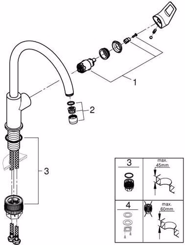 GROHE ééngreeps wastafelmengkraan BauLoop 31368 hoge uitloop chroom