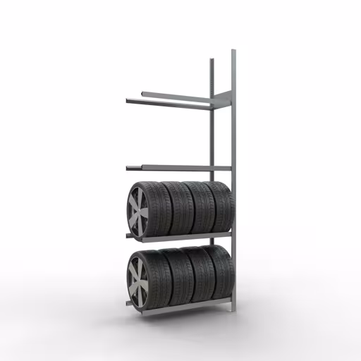 Figuur nr. 12 van het artikel aanbouwrek, wielen-/bandenrek, 2750 x 1050 x 400 mm, verzinkt, 4 opslagniveaus met 150 kg vakbelasting per niveau uit de productgroep legbordstellingen van Schulte Lagertechnik