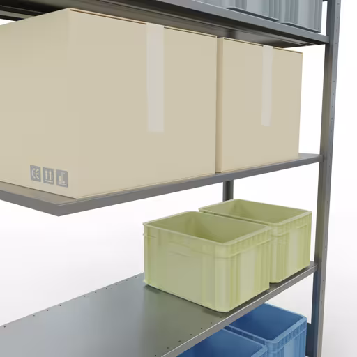 Aanbouwrekken, legborden, insteeksysteem MULTIplus150, 2000 x 1300 x 500 mm (HxBxD), 5 legborden, lengtestangen, verzinkt met GTIN 4004514280572 Aanbouwrekken, legbordstellingen, insteeksysteem MULTIplus150, 2000 x 1300 x 500 mm, 5 legborden, lengtestangen, verzinkt van Schulte Lagertechnik met artikelnr. 12755-130-LR