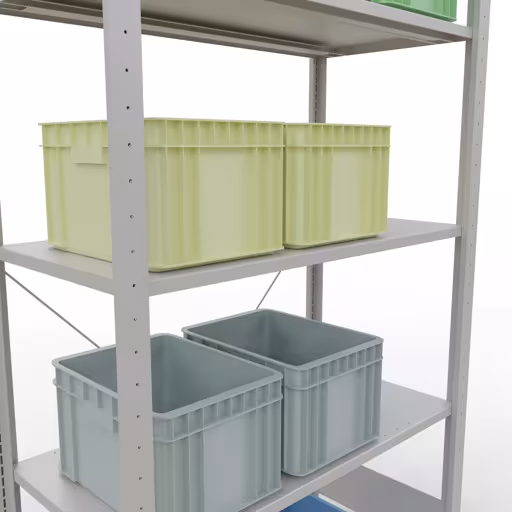 Productafbeelding nr. 13 van het artikel basisplank, legbord, insteeksysteem MULTIplus85, 2000 x 1000 x 500 mm (HxBxD), 5 legborden, kruisschoor, RAL 7035 lichtgrijs Figuur nr. 13 van het artikel basisrek, legplank-insteeksysteem MULTIplus85, 2000 x 1000 x 500 mm, 5 legborden, RAL 7035 lichtgrijs uit de productgroep insteeksysteem van het merk Schulte Lagertechnik.