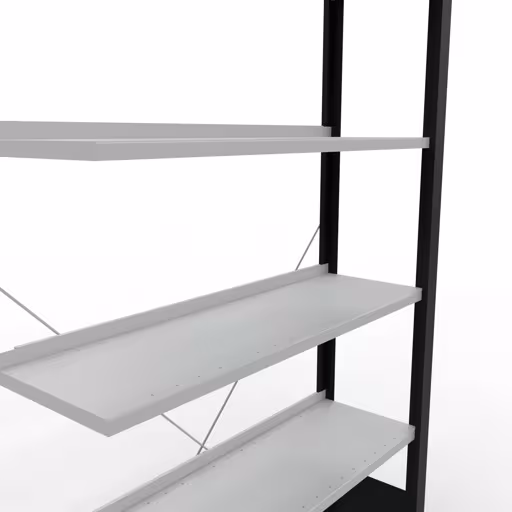Figuur nr. 13 van het artikel aanbouwrekken, kantoorrekken, insteeksysteem MULTIplus85, 2000 x 1000 x 300 mm, 6 planken, kruisschoor, met aanslaglijst, zwart/lichtgrijs uit de productgroep kantoorrekken van Schulte Lagertechnik.