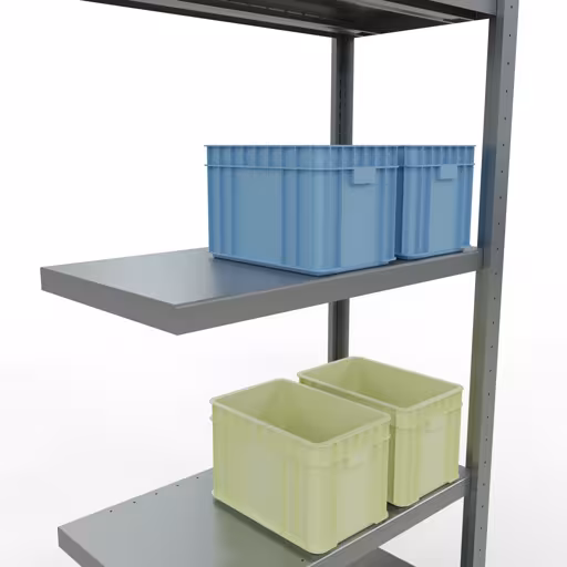 Productafbeelding nr. 14 van het artikel Aanbouwrekken, legbordstellingen, insteeksysteem MULTIplus250, 2000 x 750 x 400 mm (HxBxD), 5 legborden, lengtestangen, verzinkt Afbeelding nr. 14 van het artikel aanbouwrekken, legbordstellingen, insteeksysteem MULTIplus250, 2000 x 750 x 400 mm, 5 legborden, lengtestangen, verzinkt uit de productgroep insteeksysteem van Schulte Lagertechnik