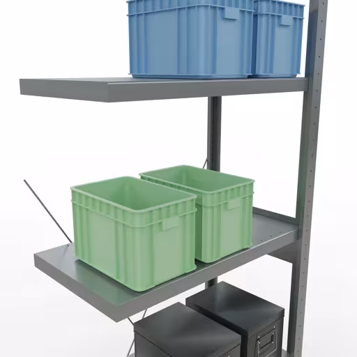 Figuur nr. 10 van het artikel aanbouwrekken, legbordstellingen, insteeksysteem MULTIplus250, 2500 x 750 x 400 mm, 6 legborden, kruisschoor, verzinkt uit de productgroep insteeksysteem van Schulte Lagertechnik.