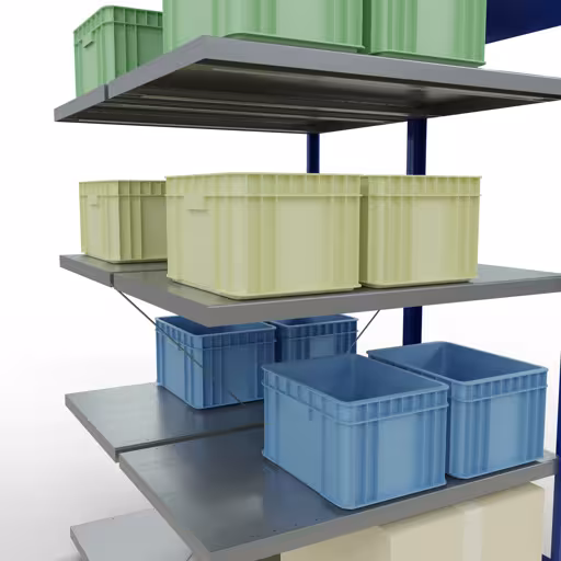 Afbeelding nr. 12 van het artikel aanbouwrekken, dubbele rekken, stellingrekken, insteeksysteem MULTIplus250, 2000 x 1000 x (2x600) mm, 2x5 planken, RAL 5010 gentiaanblauw uit de productgroep stellingrekken van het merk Schulte Lagertechnik