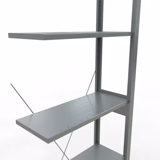 Aanbouwplank, legplank, insteeksysteem MULTIplus150, 2500 x 750 x 300 mm, 6 legborden, kruisschoor, verzinkt van Schulte Lagertechnik met het artikelnr. 12736-75