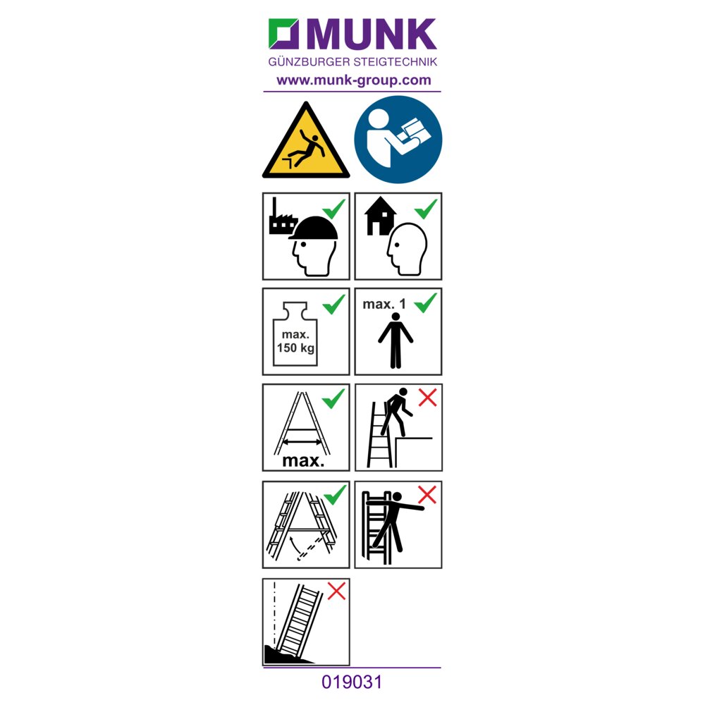 Munk waarschuwingssticker voor ML-trapjes, enkelzijdig, sticker 19031 uit de categorie trapjes met artikelnummer 019150