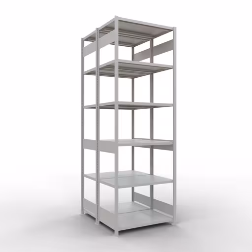 Basisplank, dubbele plank, rekkensysteem MULTIplus250, 3000 x 1000 x (2x600) mm (HxBxD), 2x7 planken, lengtestangen, RAL 7035 lichtgrijs van Schulte Lagertechnik Basisplank, dubbele plank, stellingsysteem MULTIplus250, 3000 x 1000 x (2x600) mm (HxBxD), 2x7 planken, lengtestangen, RAL 7035 lichtgrijs, dubbele planken, art.nr. 33262