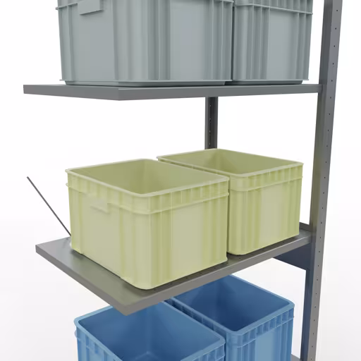 Extra afbeelding van het artikel Aanbouwplank, stellingkast MULTIplus150 insteeksysteem, 2500 x 750 x 500 mm, 6 legborden, kruisschoor, verzinkt vanaf aanbouwplank