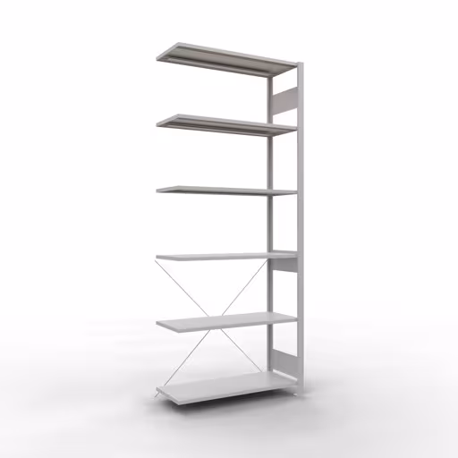Aanbouwrek, stelling, insteeksysteem MULTIplus85, 2500 x 1000 x 400 mm, 6 legborden, RAL 7035 lichtgrijs van het merk Schulte Lagertechnik uit het assortiment insteeksysteem