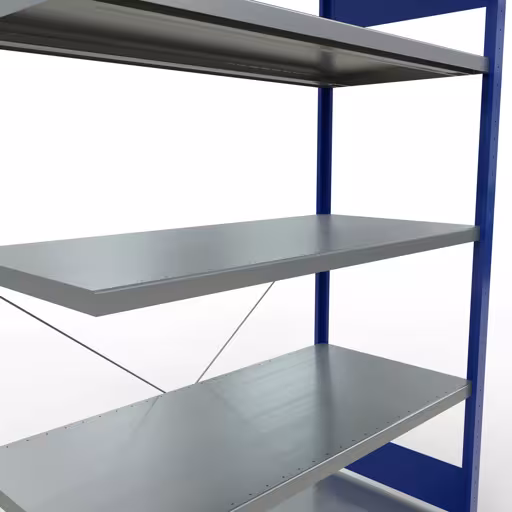 Afbeelding nr. 9 van het artikel aanbouwrekken, legbordstellingen, insteeksysteem MULTIplus250, 2000 x 1300 x 600 mm, 5 legborden, RAL 5010 gentiaanblauw/verzinkt uit de productgroep insteeksysteem van het merk Schulte Lagertechnik.