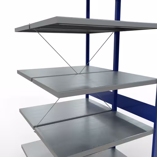 Productafbeelding nr. 12 van het artikel MULTIplus250 insteekstellingsysteem, 3000 x 1000 x (2xBxD) mm (HxBxD), 2x7 legborden, kruisschoor, RAL 7035 lichtgrijs/gentiaanblauw Productafbeelding nr. 12 van het artikel MULTIplus250 insteekstellingsysteem, 3000 x 1000 x (2x600) mm, 2x7 legborden, kruisschoor, RAL 7035 lichtgrijs/gentiaanblauw uit het assortiment legbordstellingen van Schulte Lagertechnik