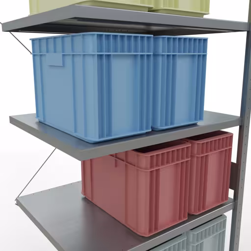Figuur nr. 10 van het artikel aanbouwrekken, legbordstellingen, insteeksysteem MULTIplus330, 3000 x 1000 x 800 mm (HxBxD), 7 legborden, kruisschoor, verzinkt uit de productgroep insteeksysteem van het merk Schulte Lagertechnik.