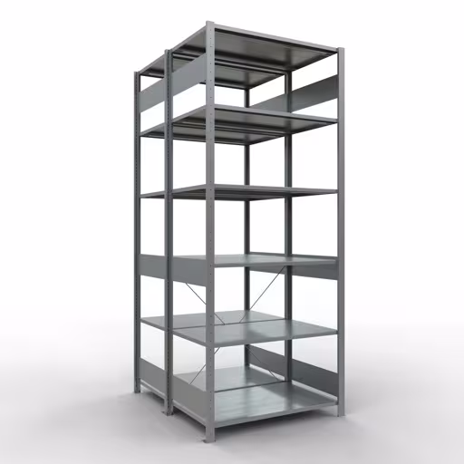 Basisplank, dubbele plank, stellingsysteem MULTIplus150, 2500 x 1000 x (2x600) mm (HxBxD), 2x6 planken, kruisschoor, verzinkt, dubbele planken, art.nr. 13761