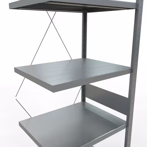 Figuur nr. 15 van het artikel aanbouwrekken, legbordstellingen, insteeksysteem MULTIplus250, 3000 x 750 x 600 mm, 7 legborden, kruisschoor, verzinkt uit de insteeksysteem productgroep van Schulte Lagertechnik.
