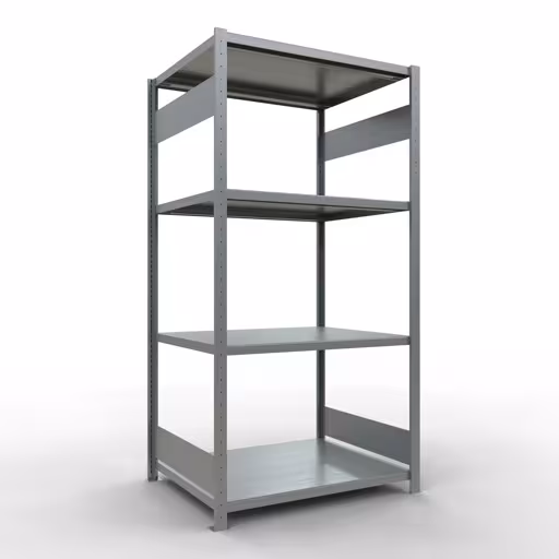 Figuur nr. 13 van het artikel basisrek, legbord, insteeksysteem MULTIplus330, 2000 x 1000 x 800 mm, 5 legborden, lengtestangen, verzinkt uit de insteeksysteem productgroep van Schulte Lagertechnik.