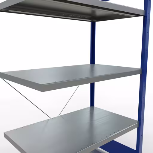 Afbeelding nr. 12 van het artikel aanbouwrekken, legbordstellingen, insteeksysteem MULTIplus330, 2000 x 1000 x 600 mm, 5 legborden, kruisschoor, RAL 5010 gentiaanblauw/verzinkt uit de productgroep insteeksysteem van Schulte Lagertechnik.