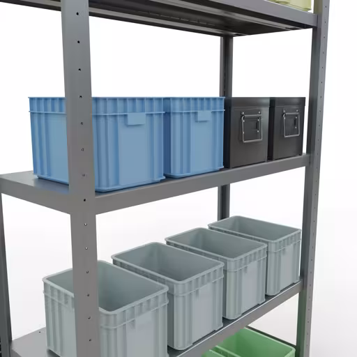 Extra afbeelding van het artikel Basisplank, legbord, insteeksysteem MULTIplus250, 2000 x 1000 x 400 mm (HxBxD), 5 legborden, lengtestangen, verzinkt Extra afbeelding van het artikel Basisplank, legplank, insteeksysteem MULTIplus250, 2000 x 1000 x 400 mm, 5 legborden, lengtestangen, verzinkt vanaf basisplank