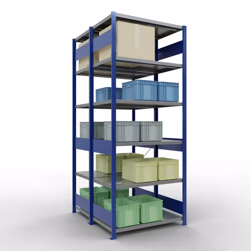 Afbeelding nr. 13 van het artikel basisplank, dubbele plank, stellingsysteem MULTIplus250, 2500 x 1000 x (2x600) mm, 2x6 planken, kruisschoor, RAL 5010 gentiaanblauw uit de productgroep stellingrekken van Schulte Lagertechnik