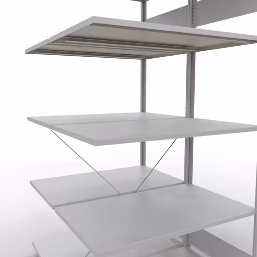 Andere weergave van het artikel Aanbouwplank, dubbele plank, legplank-insteeksysteem MULTIplus150, 2000 x 1000 x (2x600) mm (HxBxD), 2x5 legborden, kruisschoor, RAL 7035 lichtgrijs Andere weergave van het artikel Aanbouwplank, dubbele plank, legplank-insteeksysteem MULTIplus150, 2000 x 1000 x (2x600) mm, 2x5 legborden, RAL 7035 lichtgrijs uit de categorie legborden