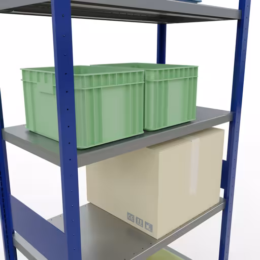 Figuur nr. 15 van het artikel basisrek, legbord, insteeksysteem MULTIplus330, 3000 x 1000 x 500 mm, 7 legborden, lengtestangen, RAL 5010 gentiaanblauw/verzinkt uit de insteeksysteem productgroep van Schulte Lagertechnik.