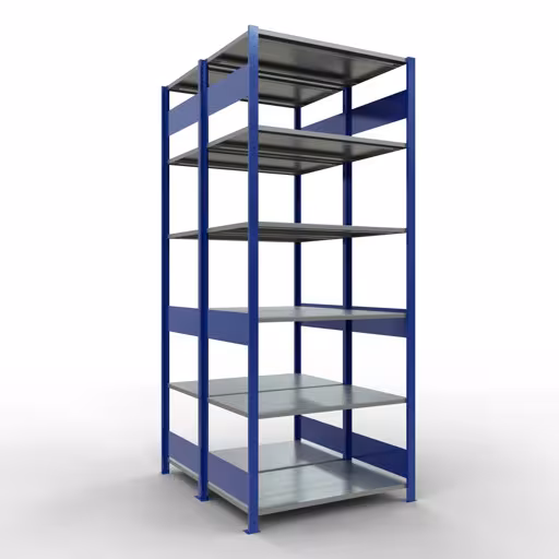 Basisplank, dubbele plank, stellingsysteem MULTIplus150, 2500 x 1000 x (2x600) mm, 2x6 planken, lengtestangen, RAL 5010 gentiaanblauw van Schulte Lagertechnik uit het rekkenprogramma